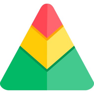 İzometrik 3 boyutlu üçgen piramit simgesi beyaz üzerine izole edilmiş