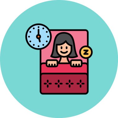 Kadın saat simgesiyle yatakta uyuyor