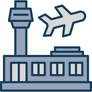 Havaalanı kontrol düzlemi simgesi - taslak biçimi