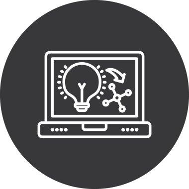 Bilgisayar ekranı ve ampul simgesi. Web için basit bilgisayar ve tablet vektör simgeleri çizimi