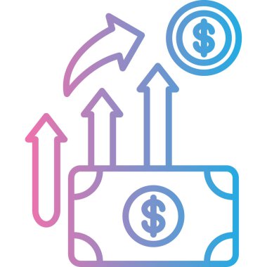 Dolar vektör renk çizgisi simgesi