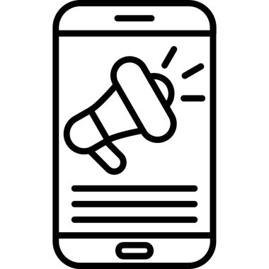 Megafonlu akıllı telefon. İnternet alışverişinin ana simgesi, İnternet pazarlaması