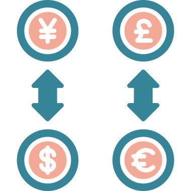 Dolar değişimi düz vektör simgeleri