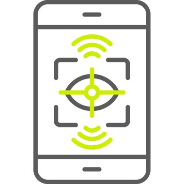 Telefon sinyali vektör simgesi. biçim iki renkli düz sembol, gri ve cyan renkler, yuvarlak açılar, beyaz arkaplan.