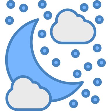 Ay gecesi ikonu düz dizaynlı. gece vektör illüstrasyonu