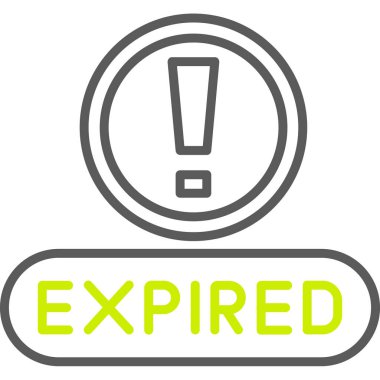 Uyarı işareti simgesi. yuvarlak yeşil çıkartma. gri arka plan. Gri arkaplan ve gri.