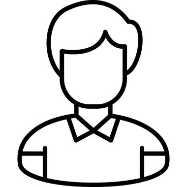 Kısa tişörtlü ve saç stili ikonu olan adam, basit tasarım.