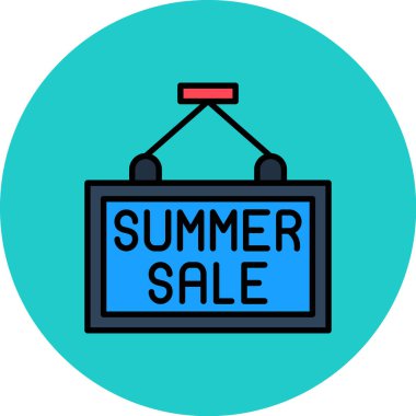 yaz satış simgesi, düz stil tasarım resimleme