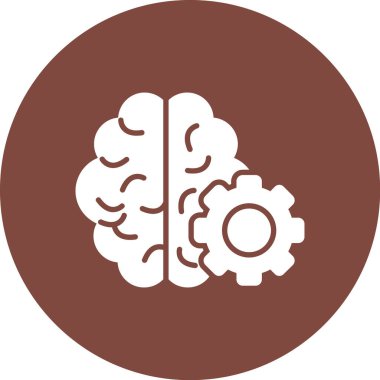 Beyin vektör simgesi. iki renkli düz simge sembolü, turuncu ve gri renkler, beyaz arkaplan.