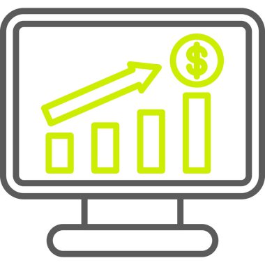 bar çizelgesi grafik simgesi. Vektör biçimi düz simge, yuvarlak açılar, eko yeşil renk, beyaz arkaplan.
