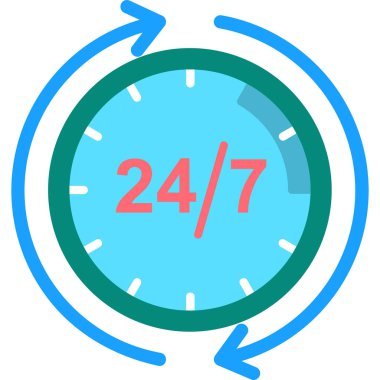 24 saat servis simgesi vektör illüstrasyonu