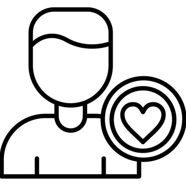 büyüteç simgesi olan kullanıcı kalbi, basit tasarım