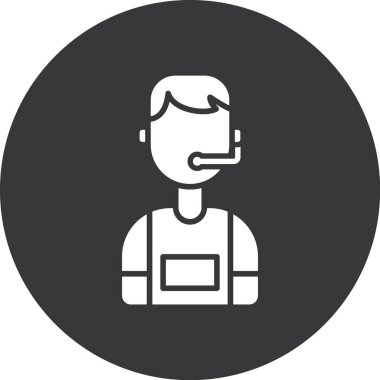 Çağrı merkezi operatör simgesi beyaz arkaplanda izole edilmiş basit tasarım.