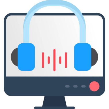 Bilgisayar monitörü web simgesi, vektör illüstrasyonu