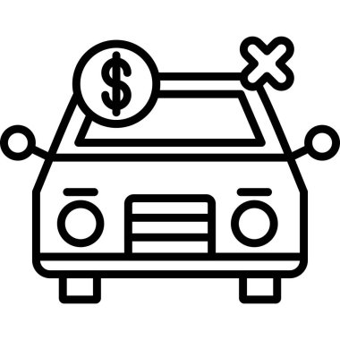 Araba sigortası ikonu. Beyaz arkaplanda izole edilmiş web tasarımı için özet araba sigorta vektör simgesi