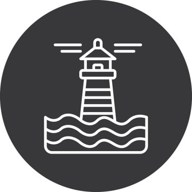 Deniz feneri. Web simgesi basit illüstrasyon