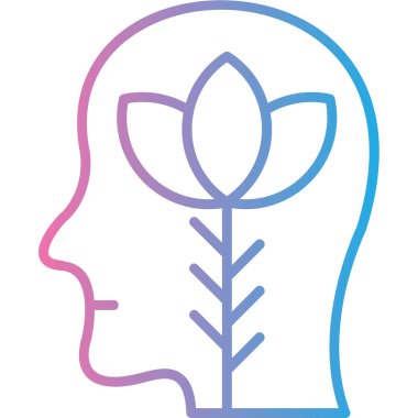 İnsan kafası ve çiçek simgesinin vektör illüstrasyonu