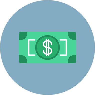 Dolar banknotları düz daire simgesi, vektör, illüstrasyon