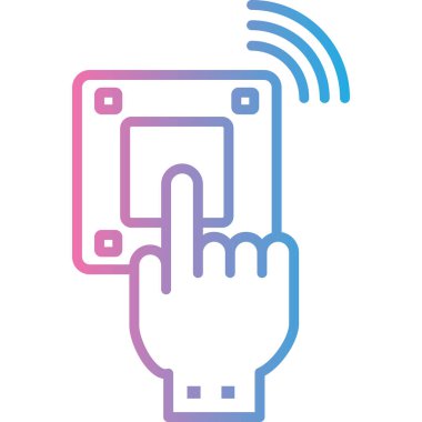 Akıllı telefon ve akıllı telefon simgesi ile el, vektör illüstrasyonu