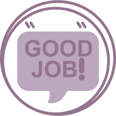 İyi iş metni, mor basit bir rozet damgası üzerine yazılmış..