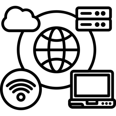 bulut hesaplama vektör çizgisi simgesi