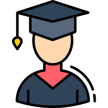 Eğitim mezuniyet ikonu. özet öğrenci mezuniyet vektör rengi düz izole