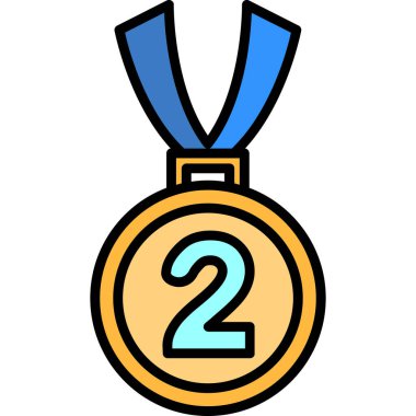 Madalya ödülü ikonu renk ana hatları vektörü