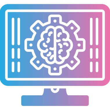 yapay beyin modern simgesi, vektör illüstrasyonu