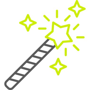 Sihirli değnek vektör simgesi. biçim düz sembol, yumuşak cyan rengi, beyaz arkaplan.