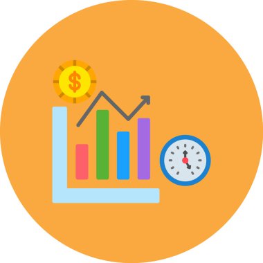 iş grafiği düz simgesi, vektör, illüstrasyon