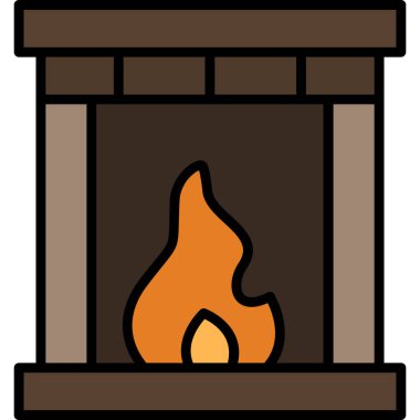 Şömine. Web simgesi basit illüstrasyon