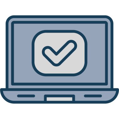 beyaz arkaplanda işaretli dizüstü bilgisayar, vektör illüstrasyonu