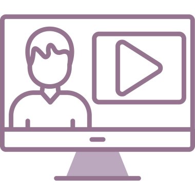 laptop ekranlı video oynatıcı ve video vektör illüstrasyon tasarımı