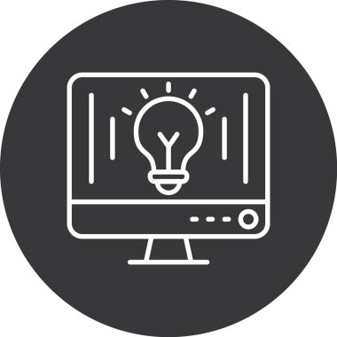 Ampul simgesi ve vektör tasarımlı bilgisayar ekranı