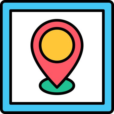 Harita konumu simgesi. konum konumu vektör rengi düz izole