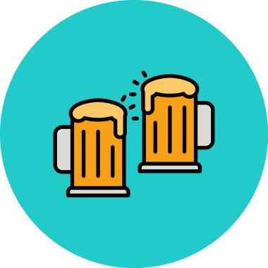 Bira sabıka simgesi renk ana hatları vektörü