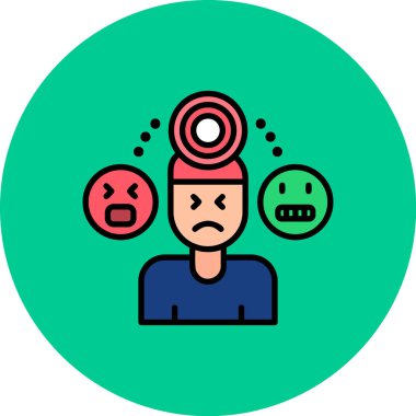 Yüzü simge vektör anahatlı kızgın adam çizimi