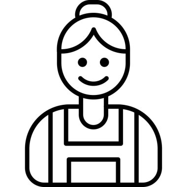 Maske takan çocuk, vektör çizimi, doğrusal simge tasarımı