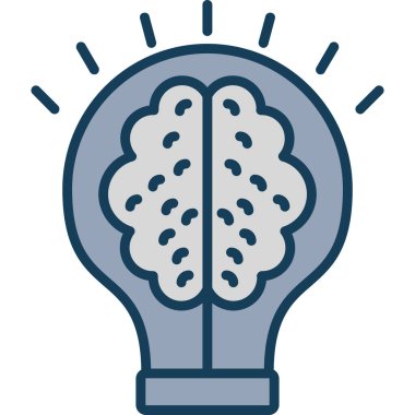 Beyin ampulü fikir simgesi doldurulmuş dış hat biçimi