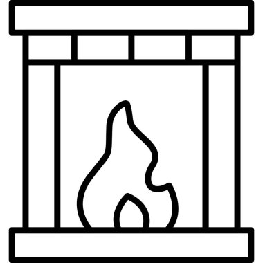 Şömine ikonu. Basit resimleme