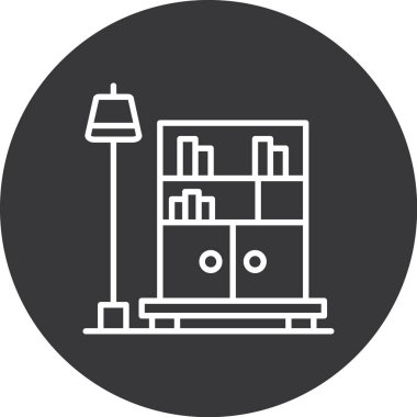 ofis masası simgesi, vektör illüstrasyonu