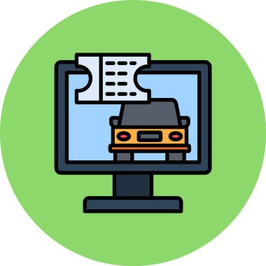 dizüstü bilgisayar ve araba servisi vektör çizimi tasarımı