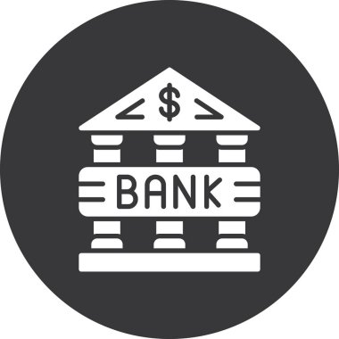 Banka binası düz simgesi