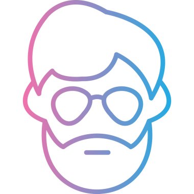 Sakallı hippi ve güneş gözlüklü gözlüklü.