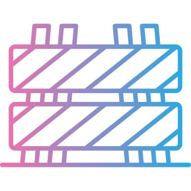 İnşaat bariyeri vektör simgesi. biçim vuruş simgesidir, mavi sembol, beyaz ve beyaz renk,