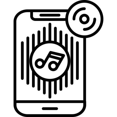 müzik telefon ikonu ana hatları vektörü. müzik notası
