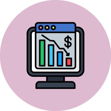 Analiz grafik simgesi. özet analizi grafik çizelgesi vektör rengi düz izole