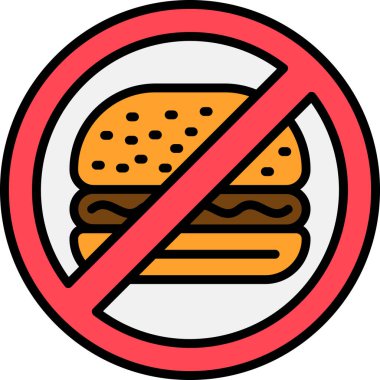 Hamburger ikonu yok. Beyaz arkaplanda izole edilmiş web tasarımı için hiçbir hamburger besin vektörü simgesi yok