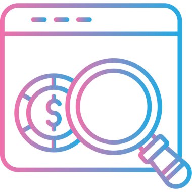 Bir çanta dolusu para ve büyütecin vektör çizimi