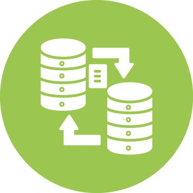 veri depolama vektör simgesi. biçim iki renkli düz sembol, eko yeşil ve gri renkler, yuvarlak açılar, beyaz arkaplan.